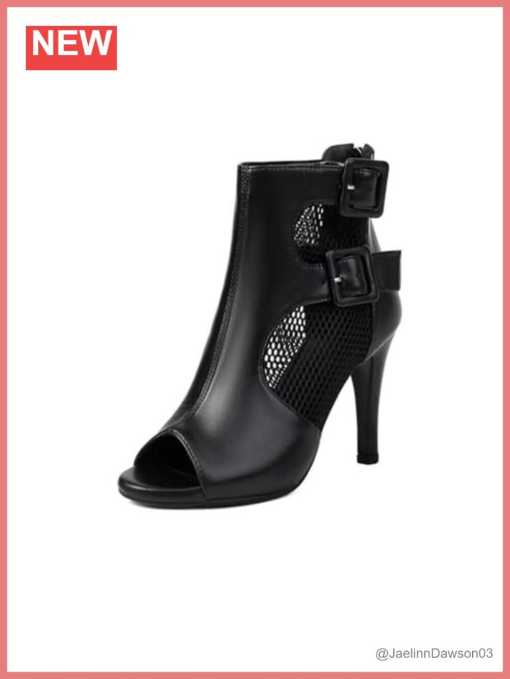 Faux Leather Peep Toe Dance Boots w/ Zipper - Women's Ballroom Latin Salsa